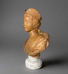 Terracotta Bust Portrait of a Lady with Tricorn Venice 18th century