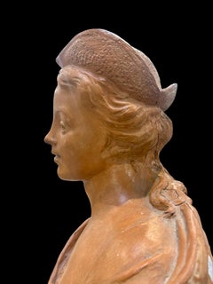Terrakotta-Büste Porträt einer Dame mit Dreispitz Venedig 18