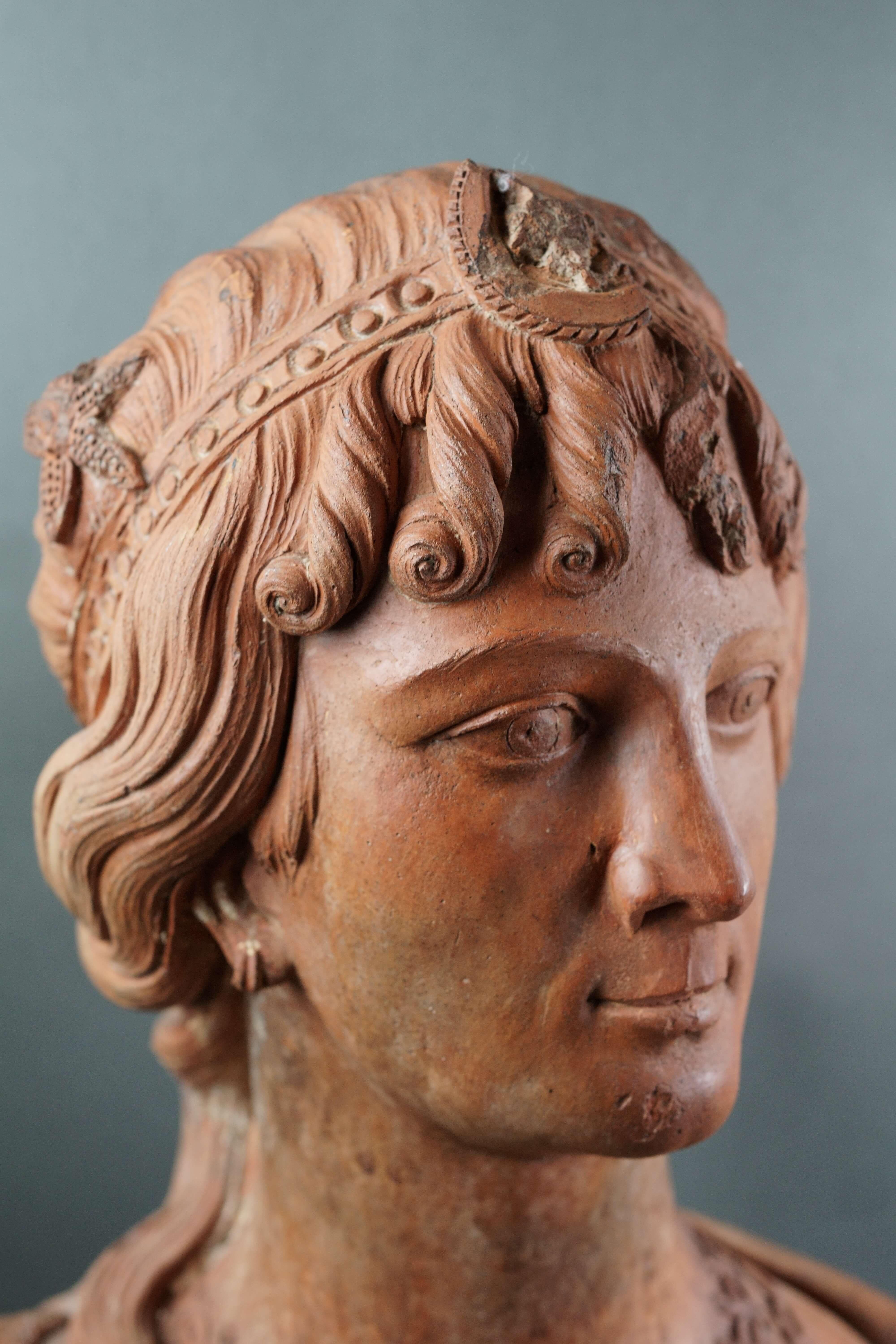 Busto de terracota Retrato de señora Italia Siglo XVIII en venta 2