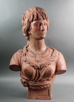 Buste en terre cuite Portrait d'une dame Italie 18e siècle
