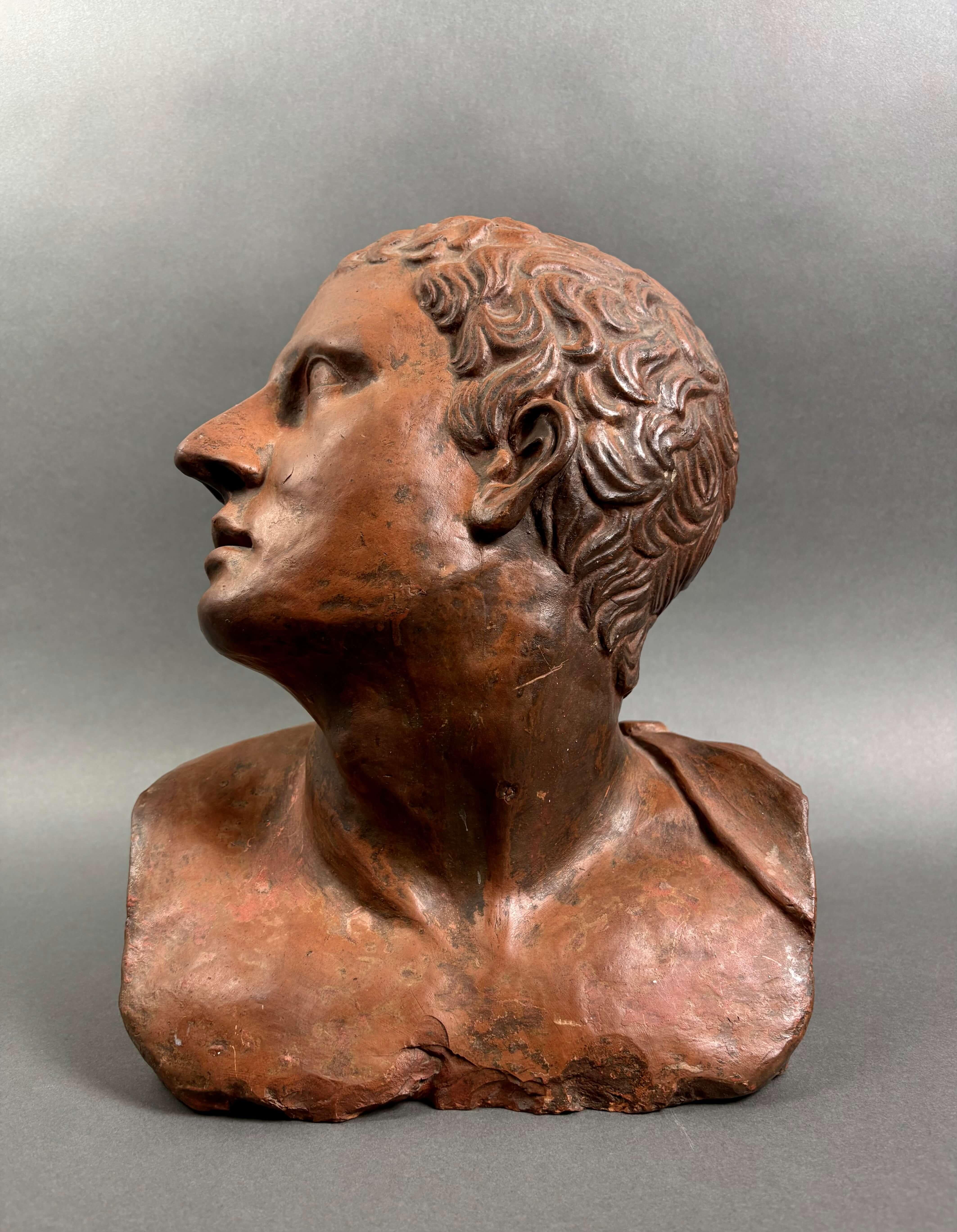 Neoklassische Terrakottabüste eines Mannes 18. Jahrhundert Italien – Sculpture von Unknown