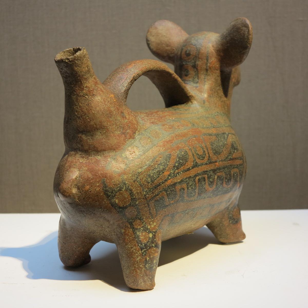 c.200 A.D Vicus Peruvian whistling dog pre-Columbian pottery figure sculpture - Brown Figurative Sculpture by Unknown