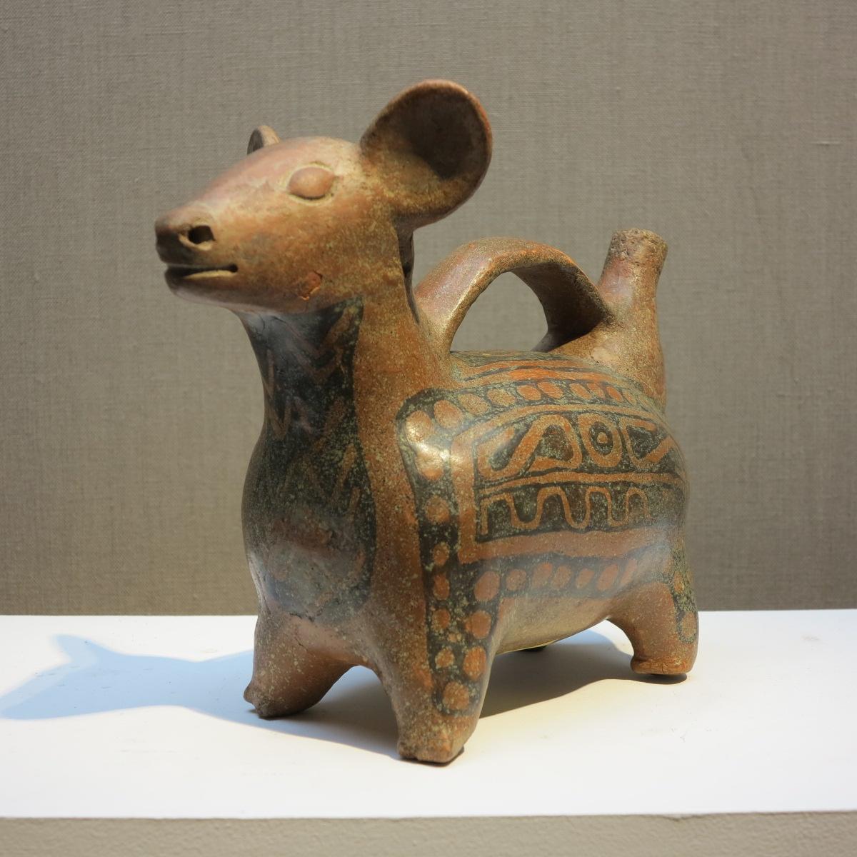 Unknown Figurative Sculpture - c.200 A.D Vicus Peruvian whistling dog pre-Columbian pottery figure sculpture