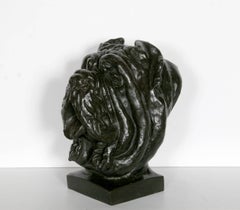 Cane Corso Dog Bust, Patinated Bronze Sculpture