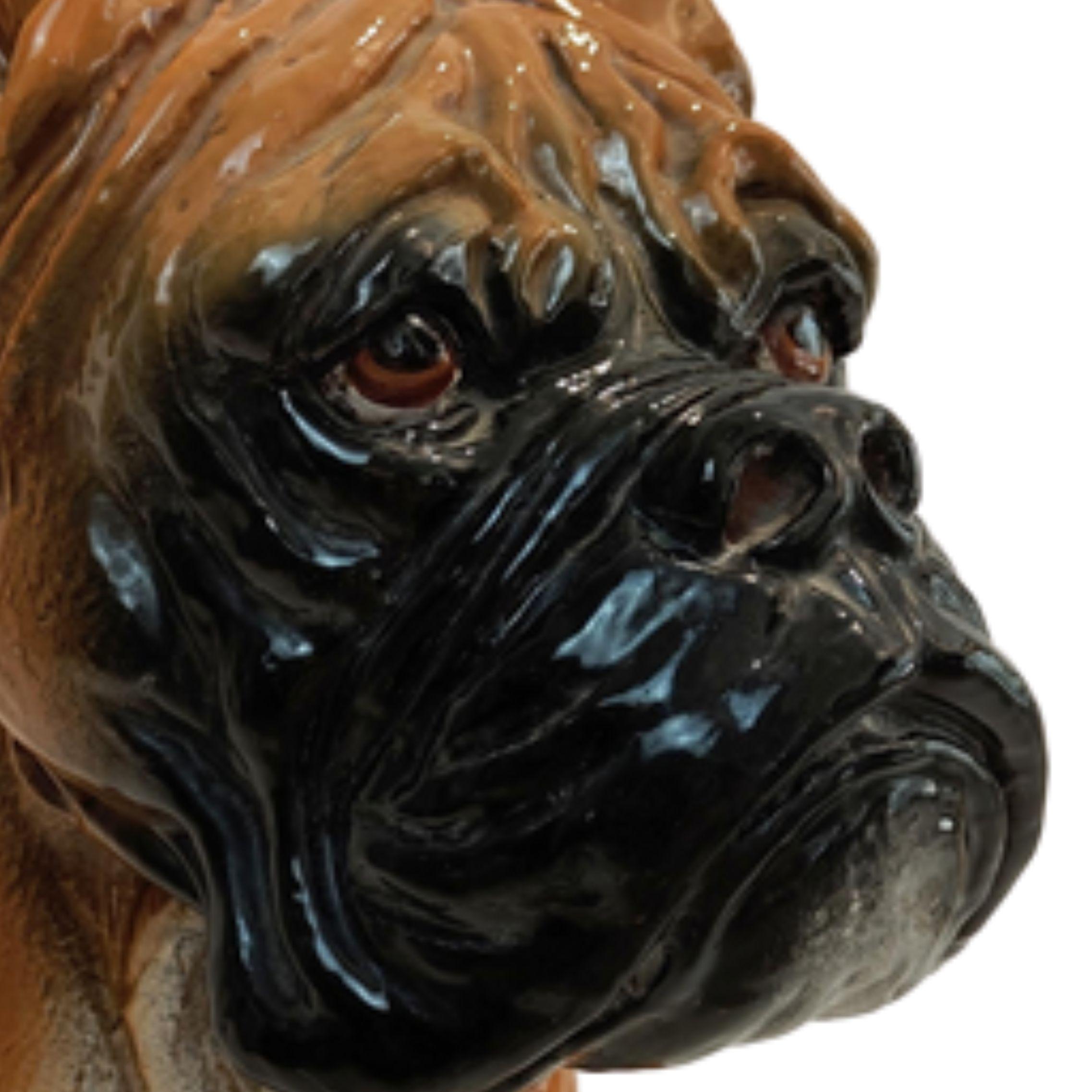 Chien de race Boxer en majolique fabriquée en Toscane, Italie, 1960 en vente 3