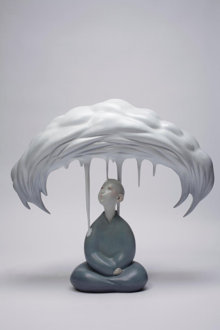 Lei Lei Canopy, Figurative Scholar Meditating under the Cloud, Zen Bronze In Stock For Sale at