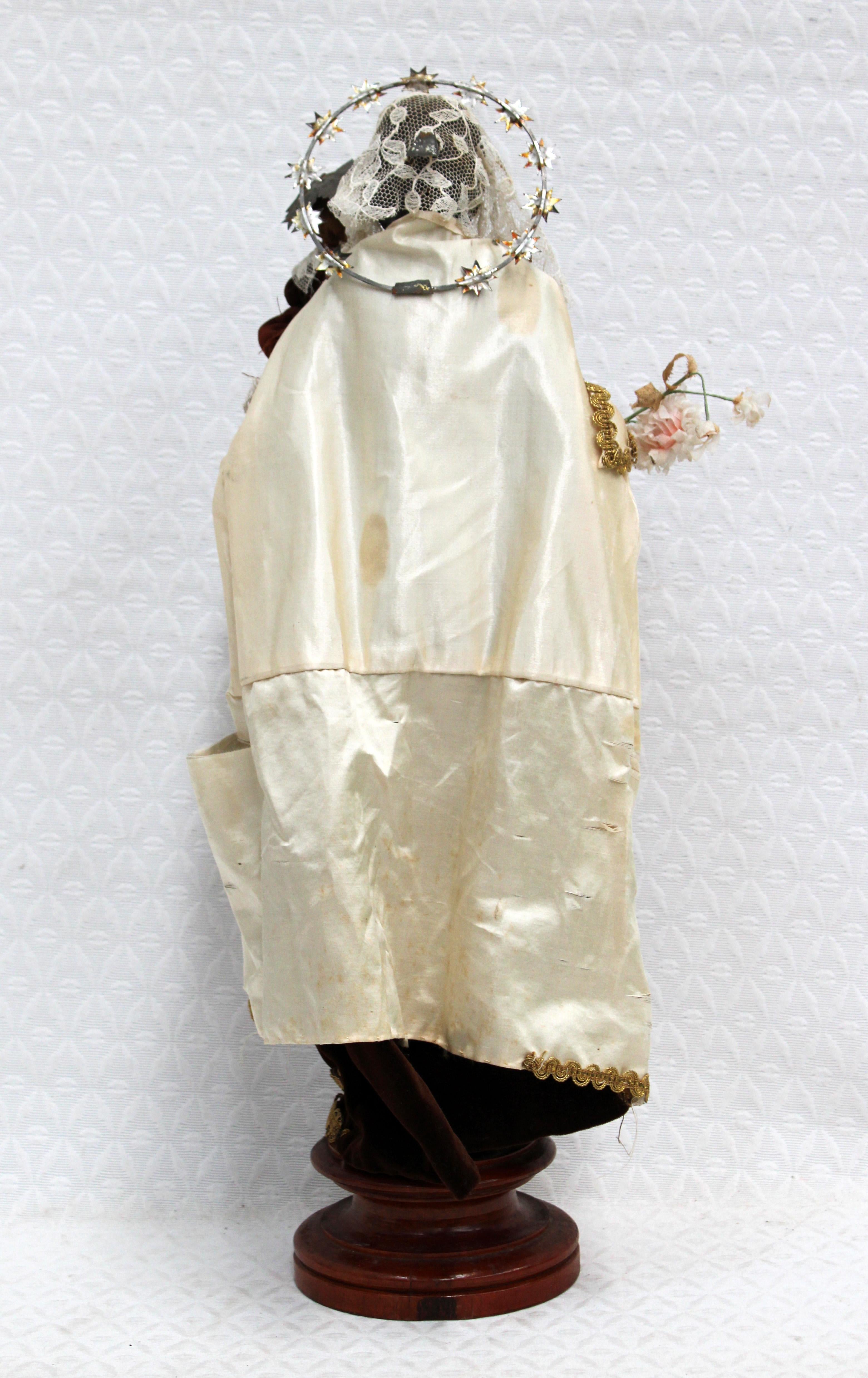 Cap y pota de vestir - Virgen del Carmen con niño - Siglo XIX - Sculpture by Unknown