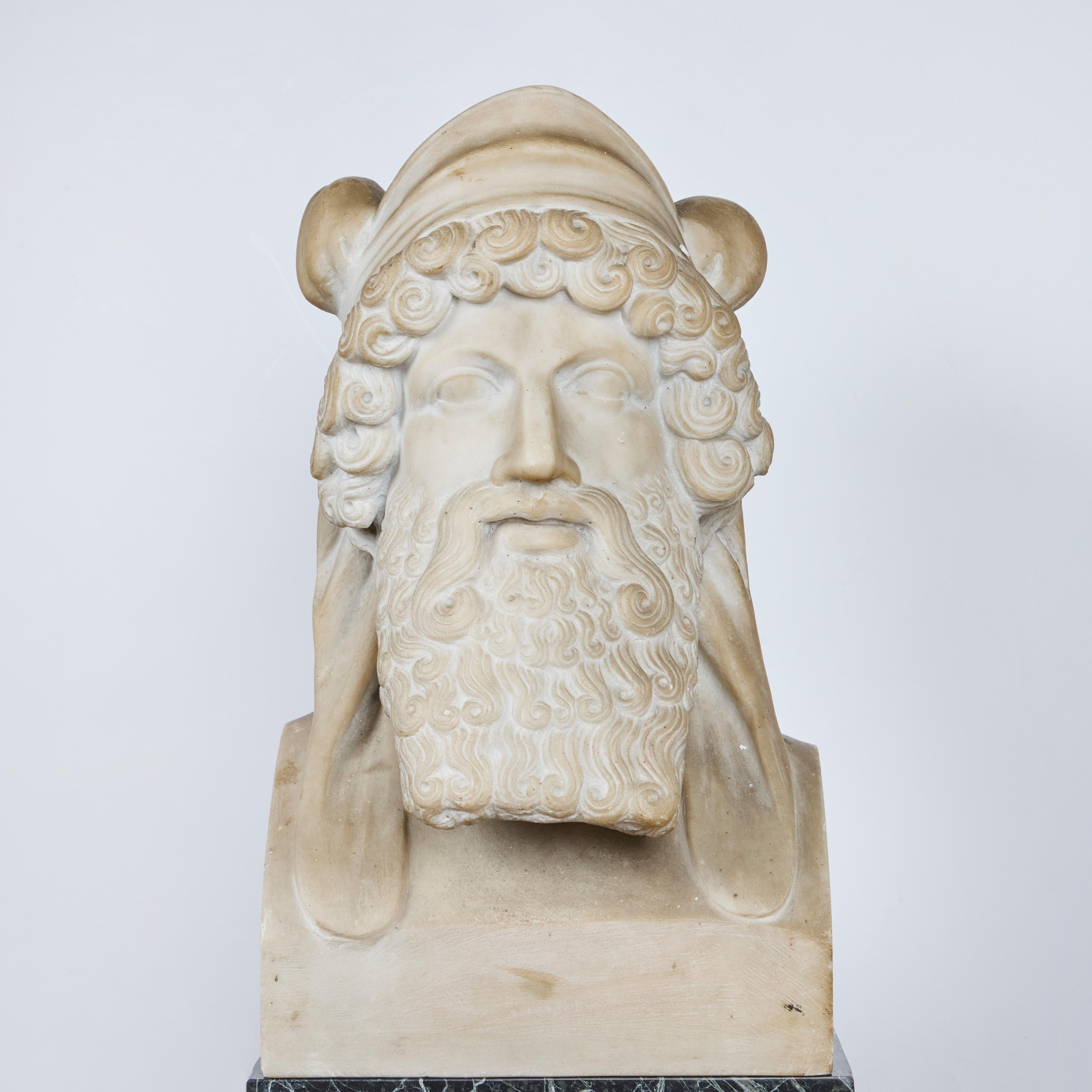 Carrara Marble Double Janus Sculpture - Beige Figurative Sculpture by Unknown