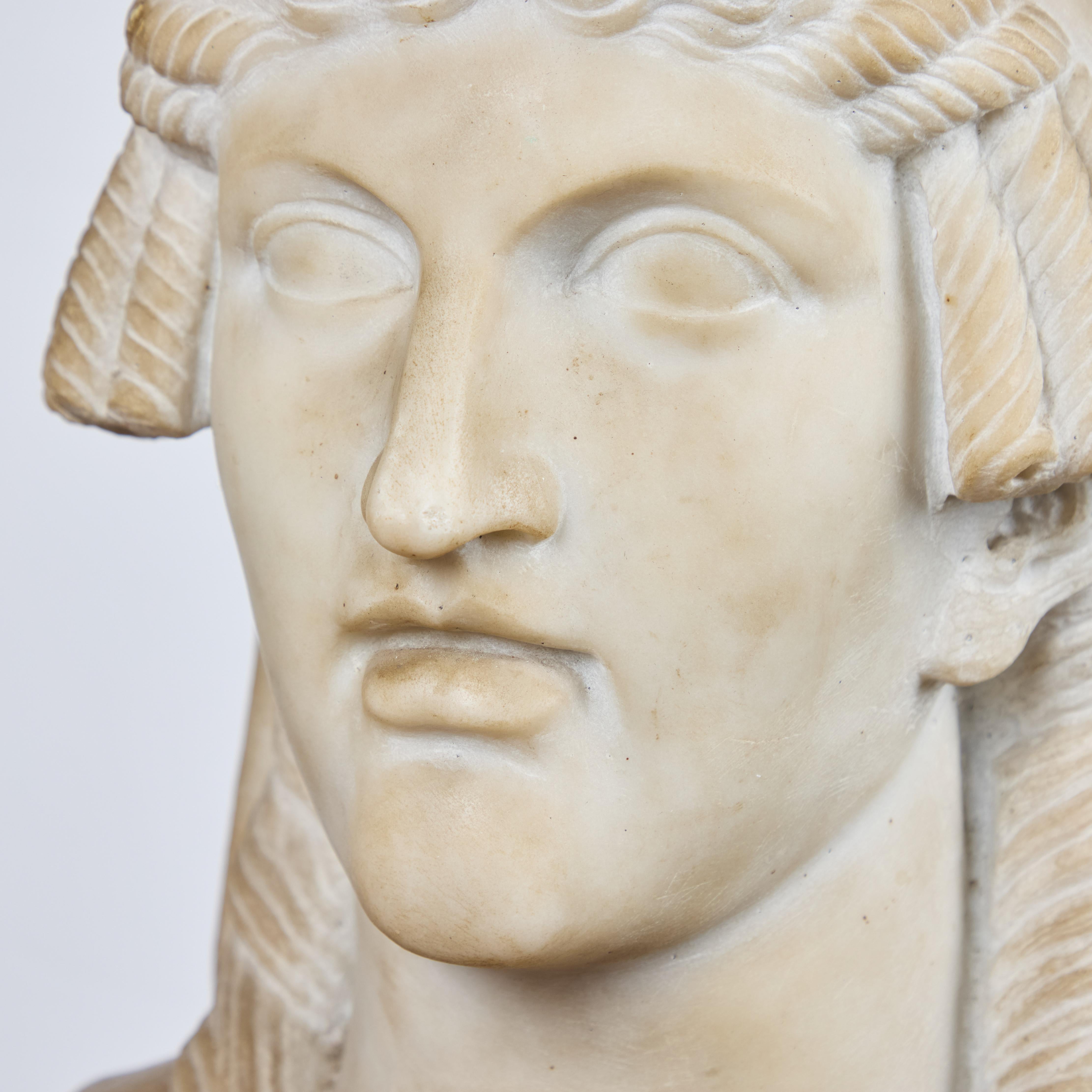 Carrara Marble Double Janus Sculpture For Sale 3