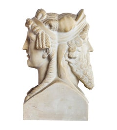 Escultura Doble Jano de Mármol de Carrara