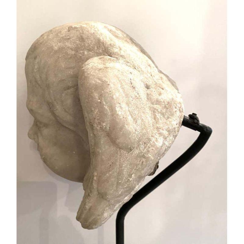 Carrara Marble Head of a Cherub For Sale 1