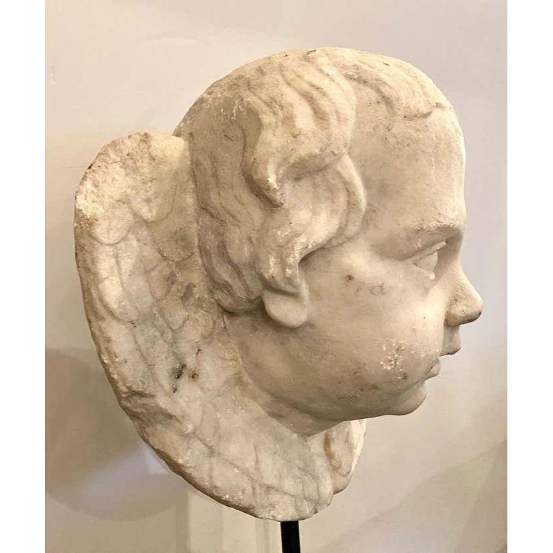 Carrara Marble Head of a Cherub For Sale 2