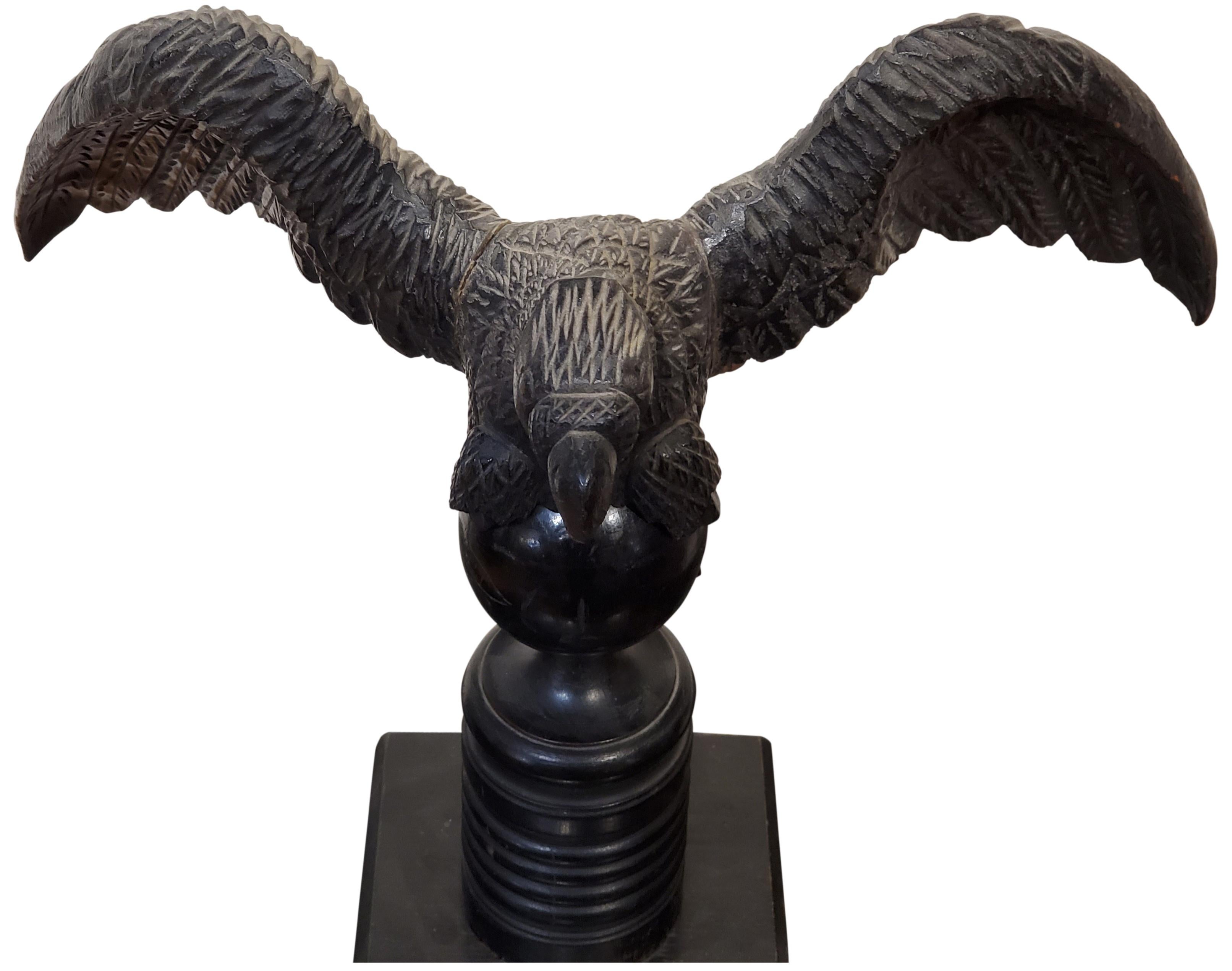 Carved and Ebonized Statue of an Eagle - Sculpture by Unknown