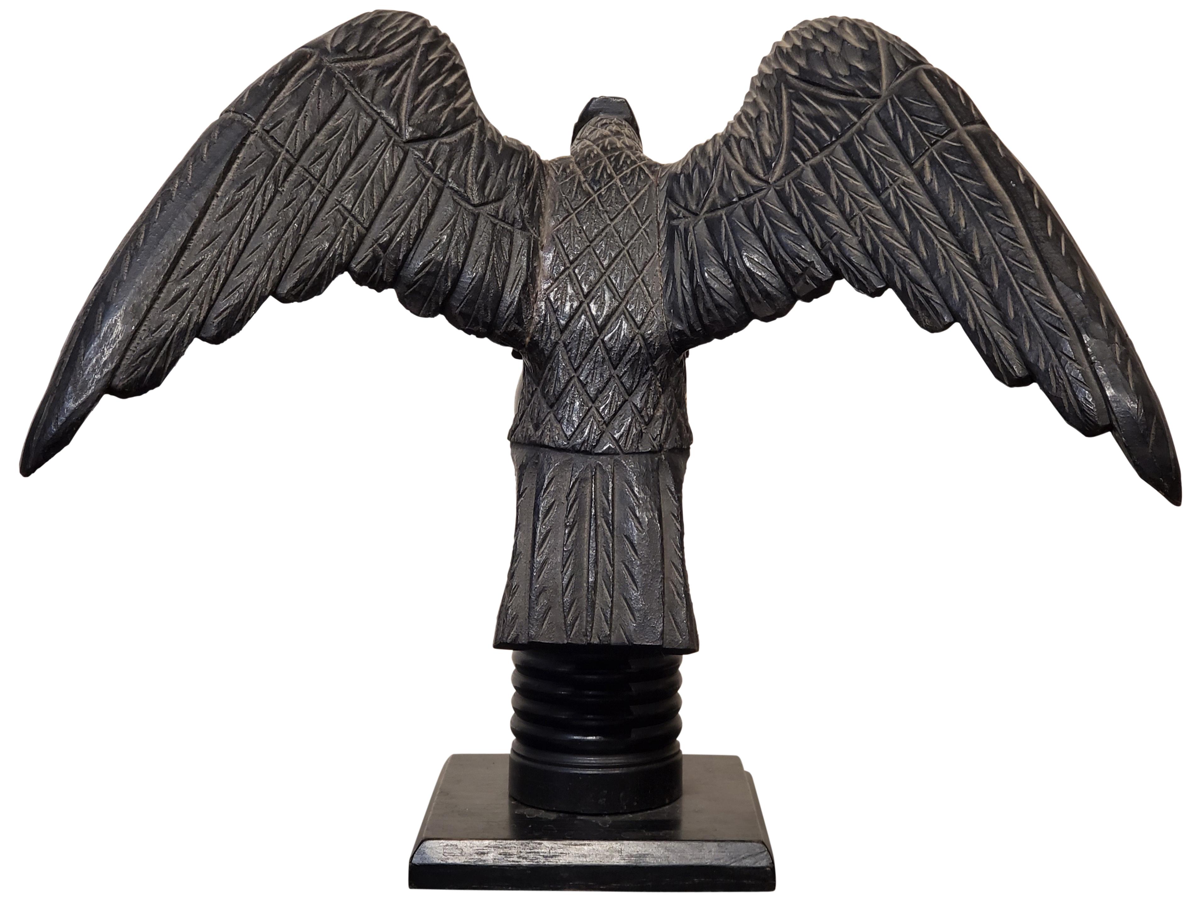 Carved and Ebonized Statue of an Eagle - Brown Still-Life Sculpture by Unknown