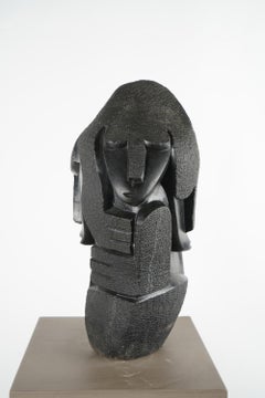 Carved African Black Granite Totem Sculpture from Zimbabwe