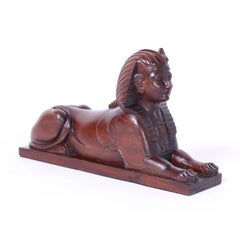Antique Carved Wood Sphinx Sculpture