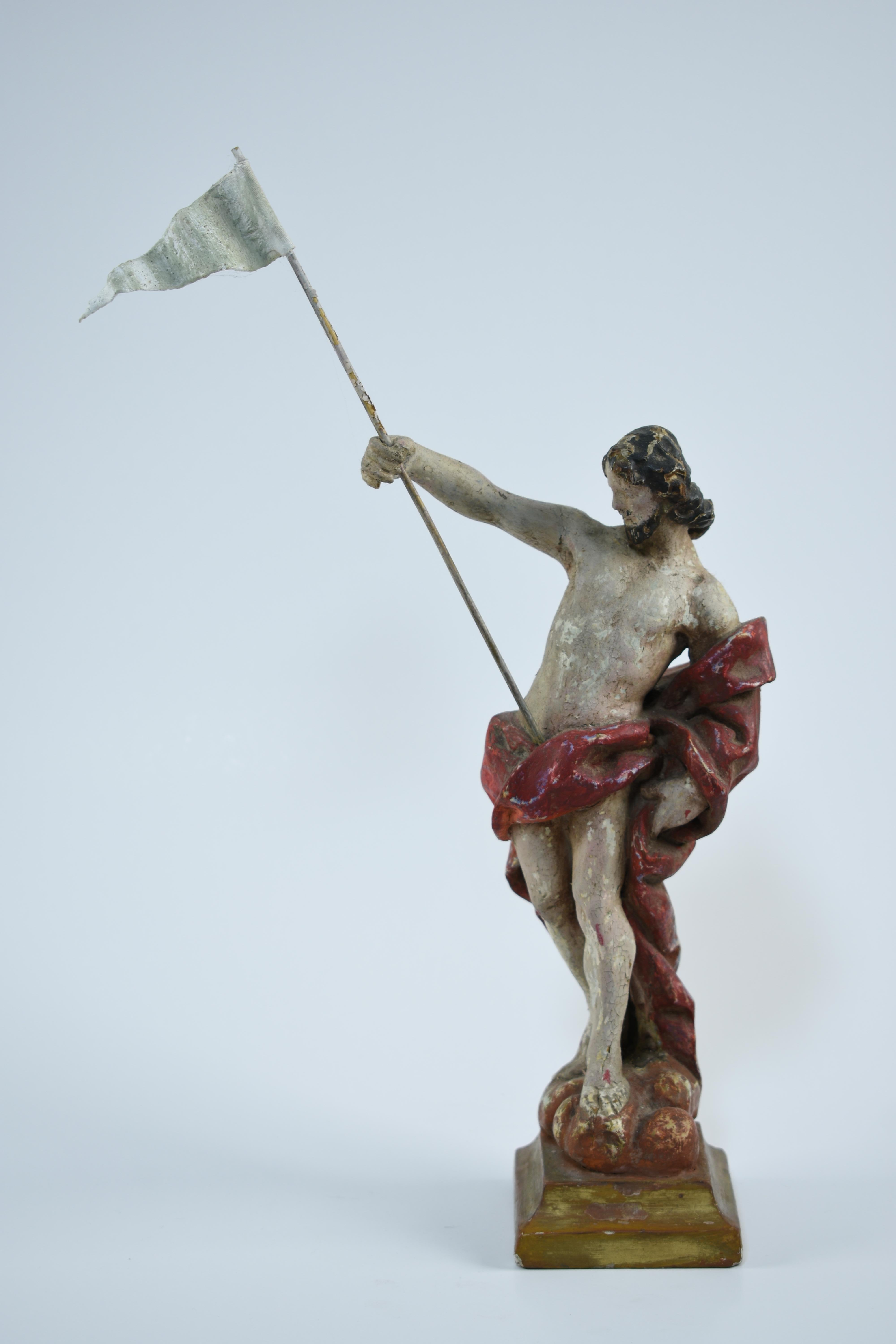 Unknown Figurative Sculpture - Carved wooden sculpture representing the Resurrected Christ