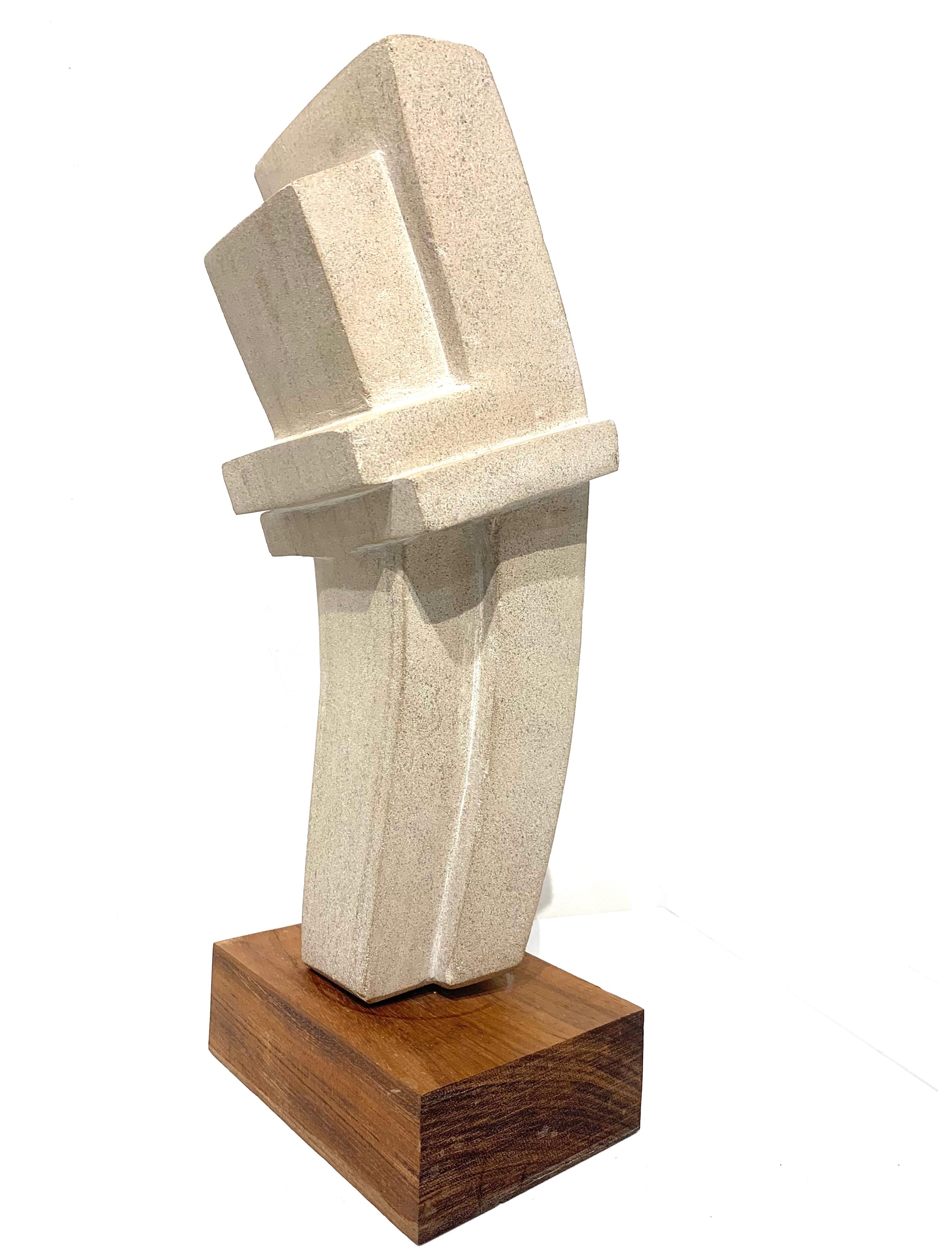 Cast Concrete Sculpture by Bakst - Brown Abstract Sculpture by Unknown