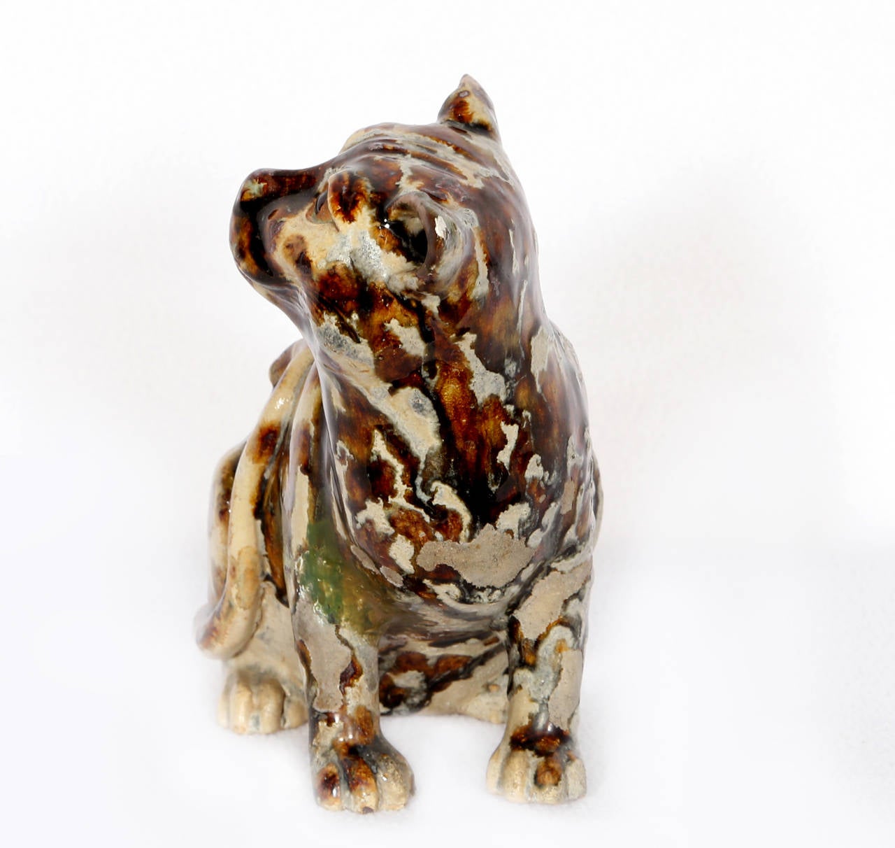 Katzenskulptur, einzigartige glasierte Keramikskulptur – Sculpture von Unknown