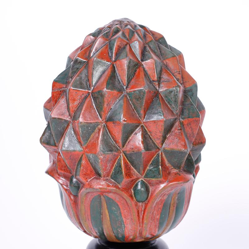 Carciofo in ceramica su supporto - Sculpture Arte popolare di Unknown