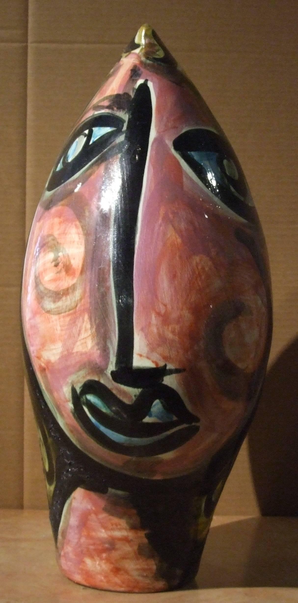 Ceramic head , '50s - ceramic , 55x23x31 cm. - Sculpture by Unknown