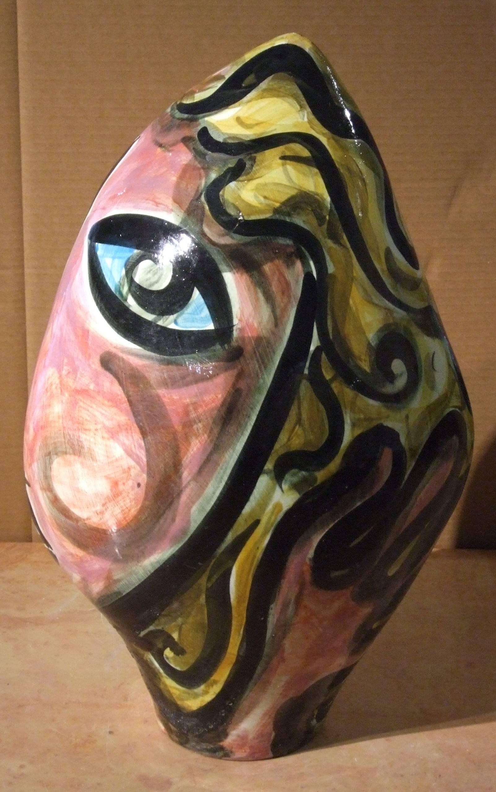 Ceramic head , '50s - ceramic , 55x23x31 cm. - Beige Abstract Sculpture by Unknown