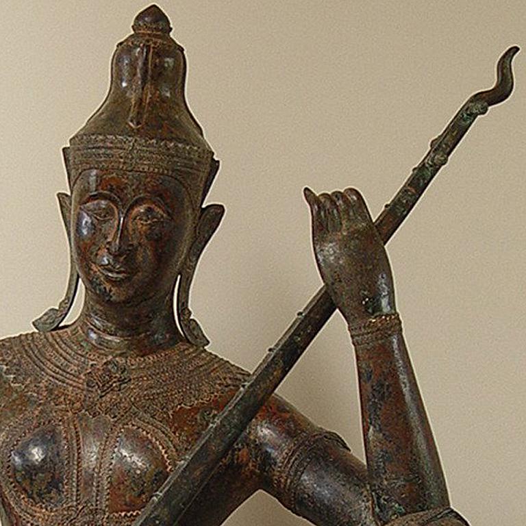 Musicien de cérémonie, temple de Chiang Mai, Thaïlande - Sculpture de Unknown