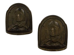 "Charles Lindbergh Book Ends, " Cast Bronze created in 1929 by an Unknown Artist