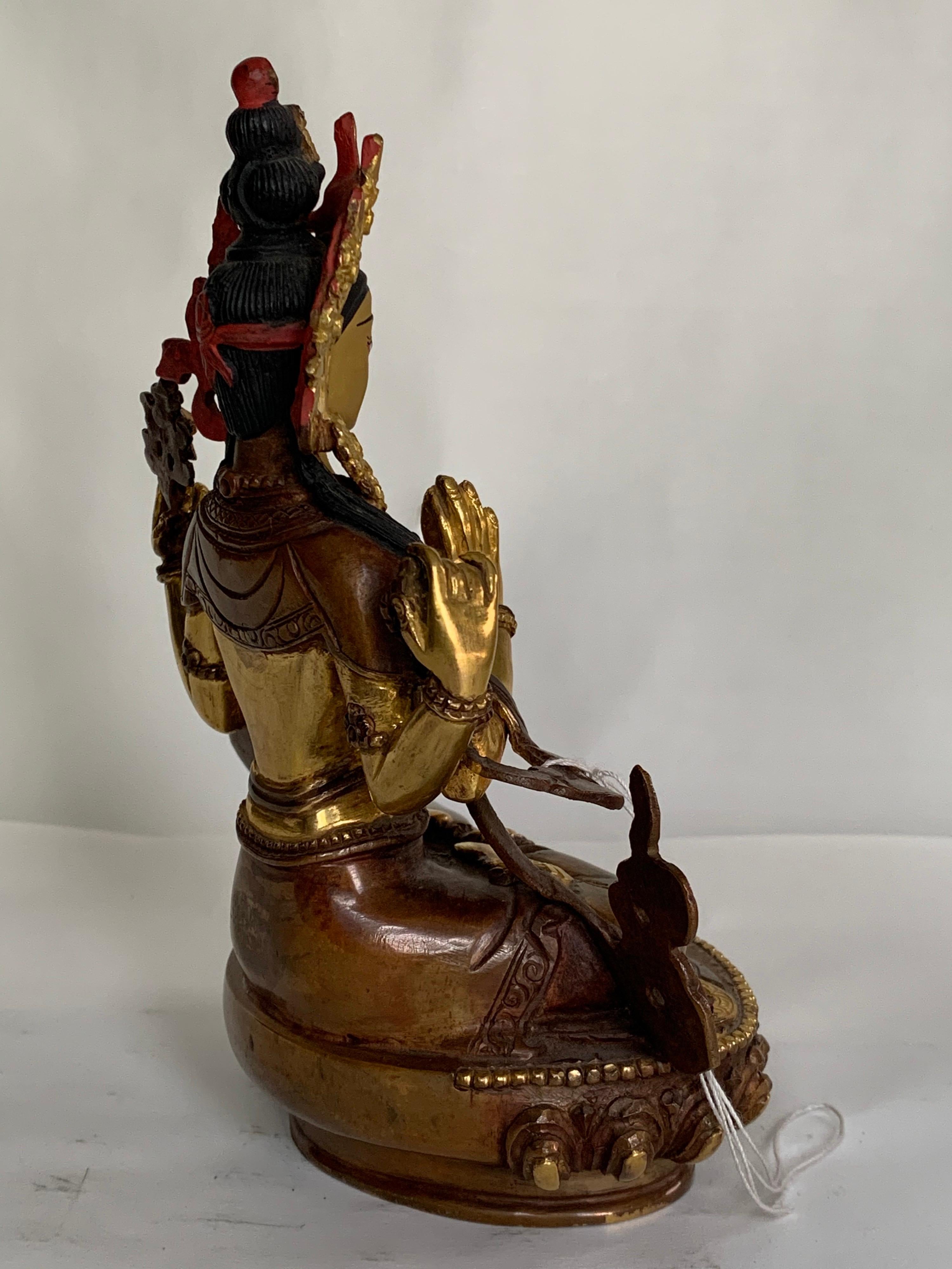 Chengrishi Statue 6 Inch with 24K Gold Handcrafted by Lost Wax Process - Other Art Style Sculpture by Unknown