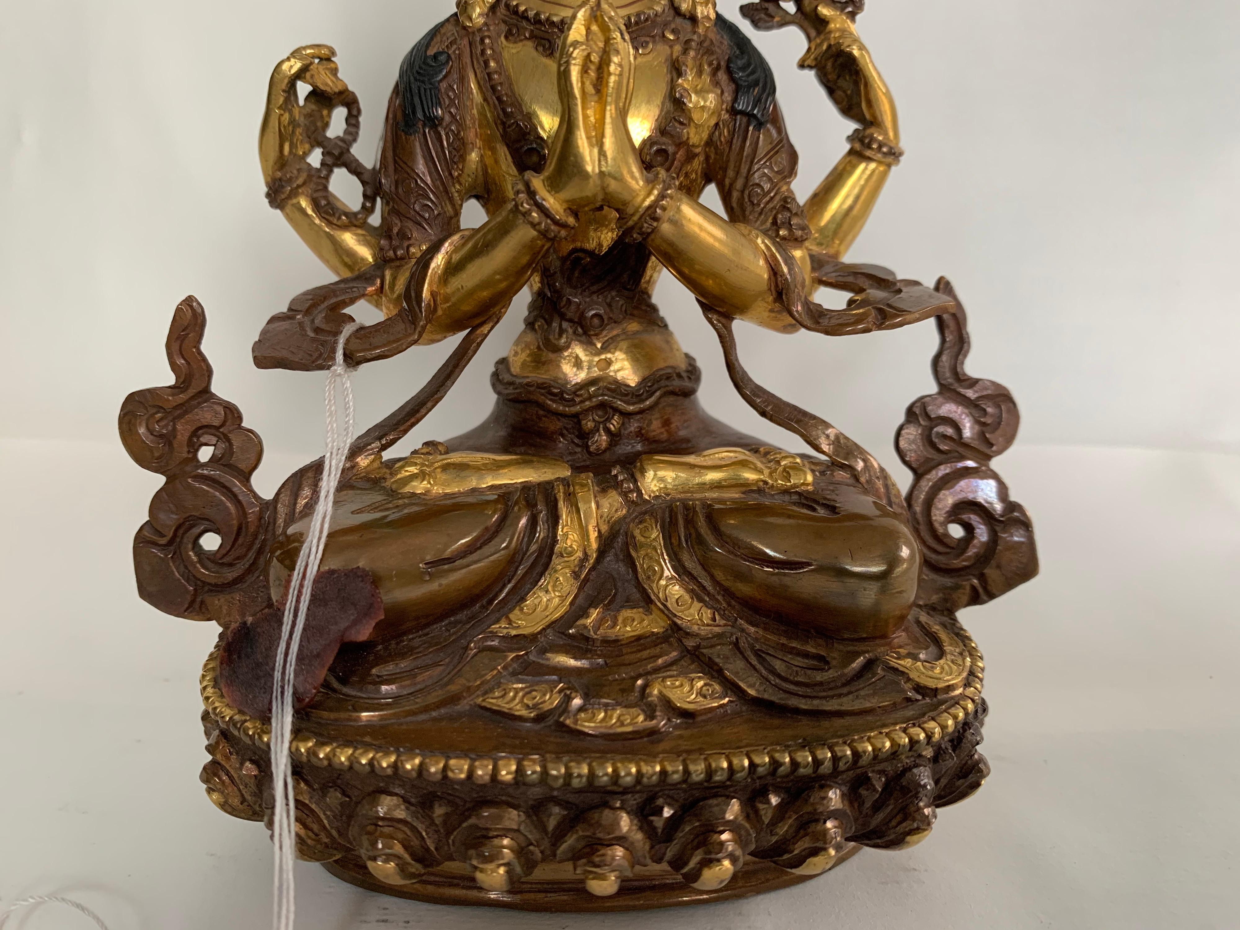 Chengrishi Statue 6 Inch with 24K Gold Handcrafted by Lost Wax Process For Sale 1
