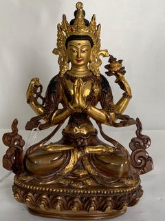 Statue Chengrishi de 15,24 cm avec or 24 carats, fabriquée à la main par le procédé de la cire perdue