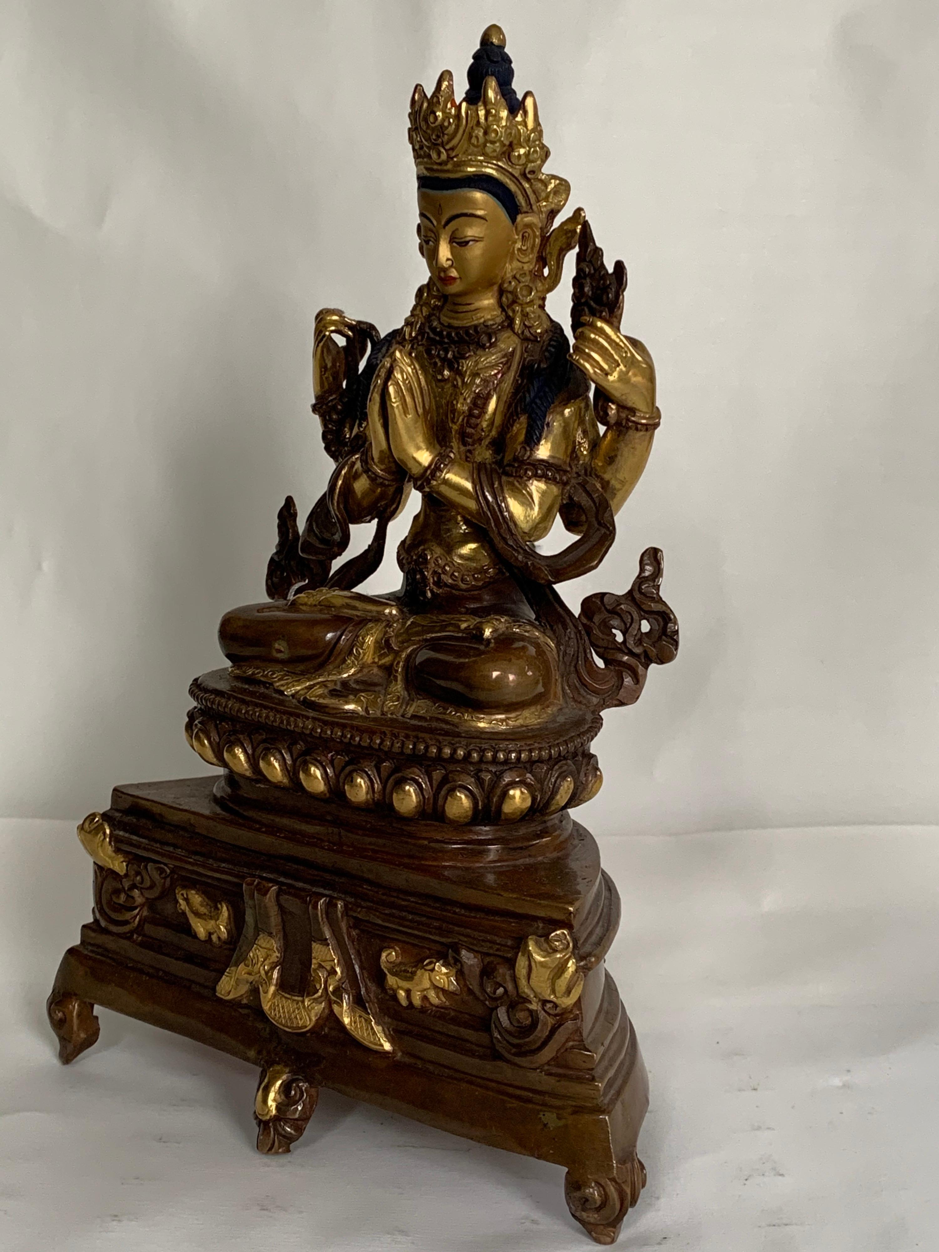 Statua di Chengrishi da 8 pollici con oro 24 carati realizzata a mano con il processo a cera persa - Sculpture di Unknown