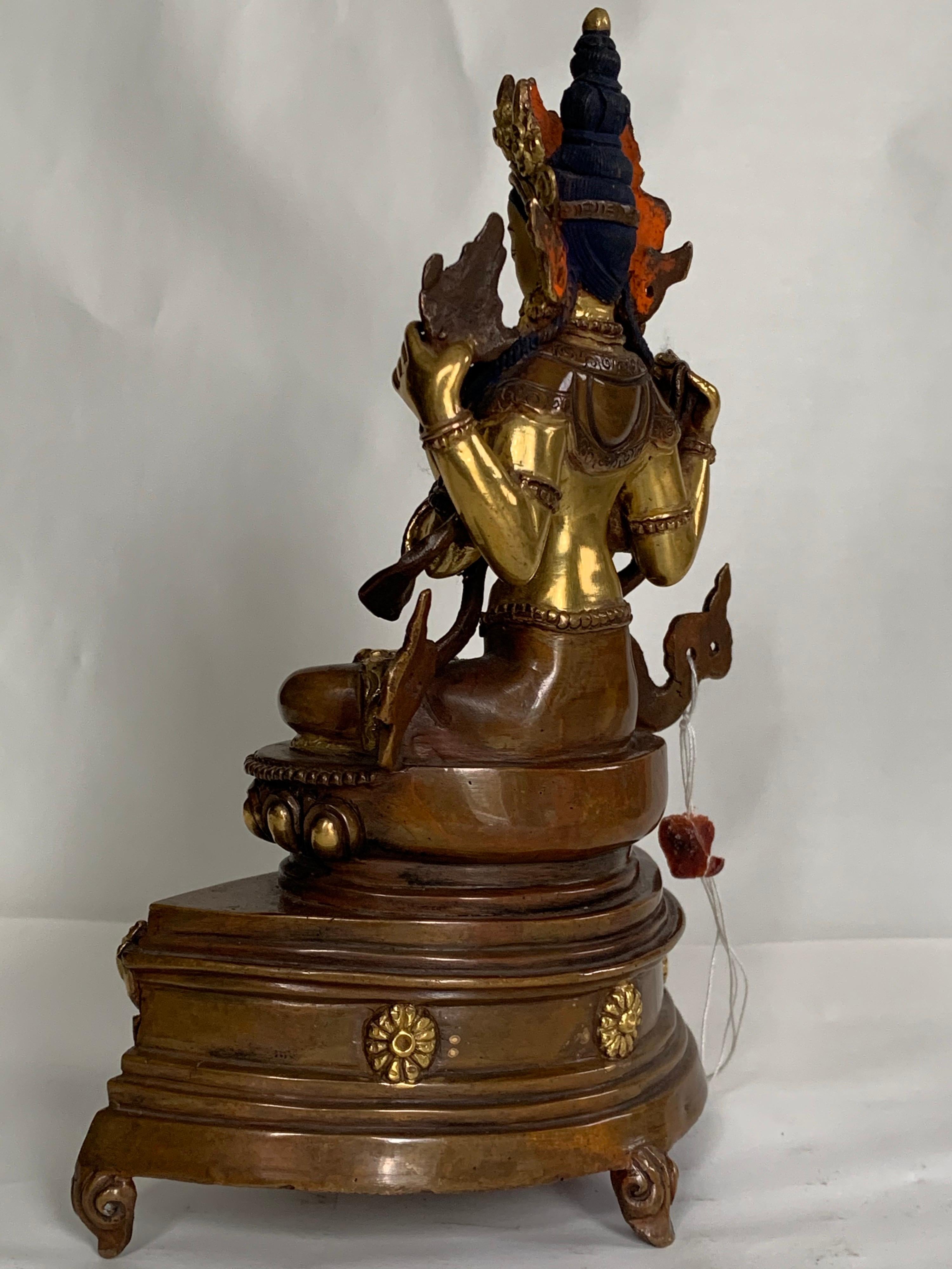 Statua di Chengrishi da 8 pollici con oro 24 carati realizzata a mano con il processo a cera persa - Figurative Sculpture Marrone di Unknown