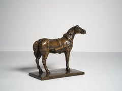 Cheval d'attelage, sculpture en bronze, Ecole française du 20e siècle