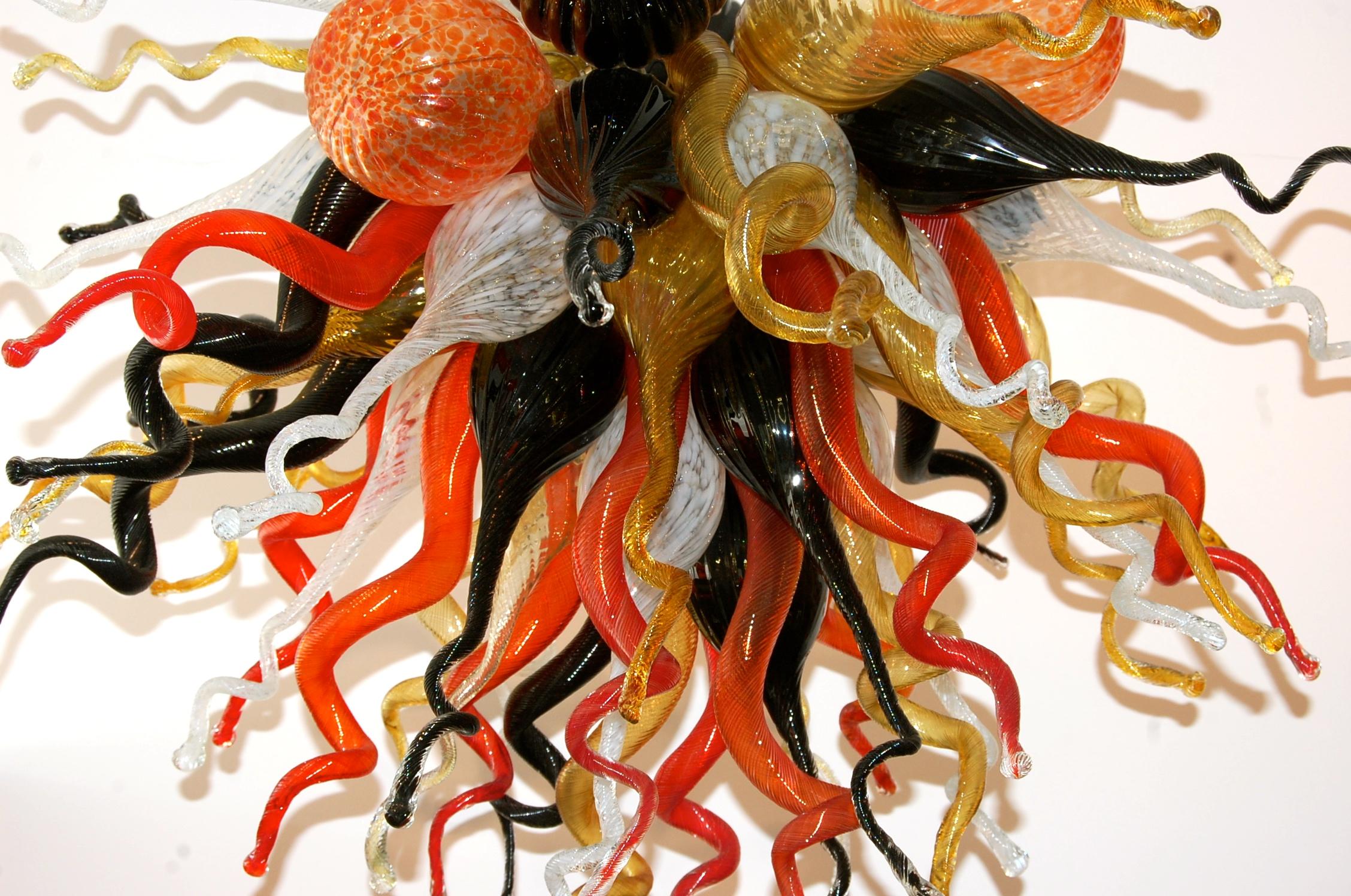 chihuly style glass chandelier