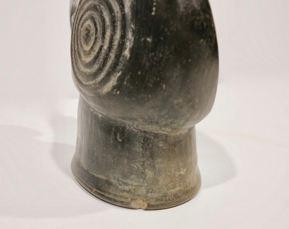 Chimu Inca Peruvian pre-Columbian exotic bird pottery figural mask element - Beige Figurative Sculpture by Unknown