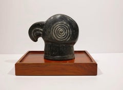 Élément de masque figuratif en poterie d'oiseau exotique péruvienne précolombienne Chimu Inca