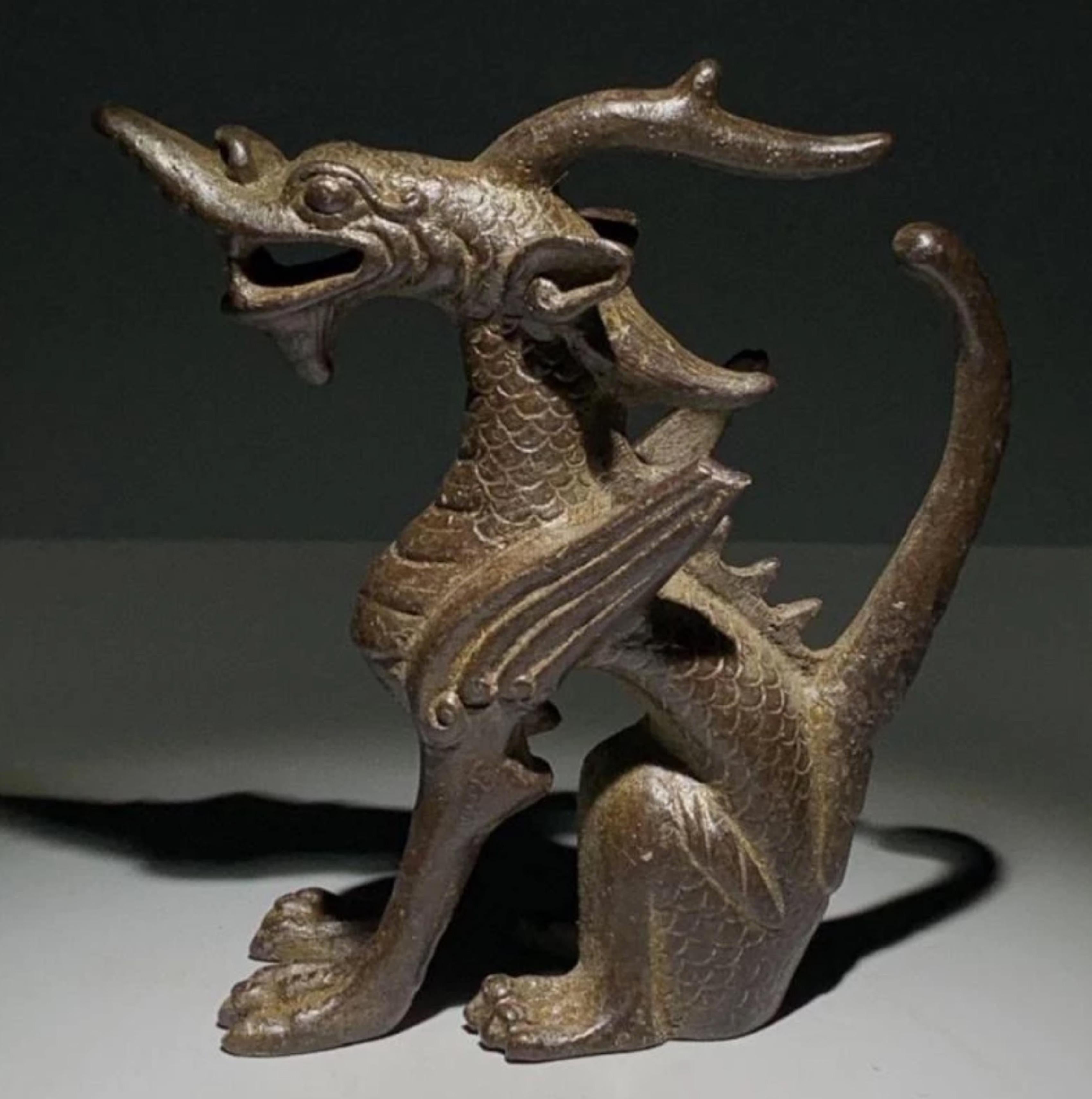 Chinese Bronze Dragon Unicorn Beast Kylin Chi-lin Qilin