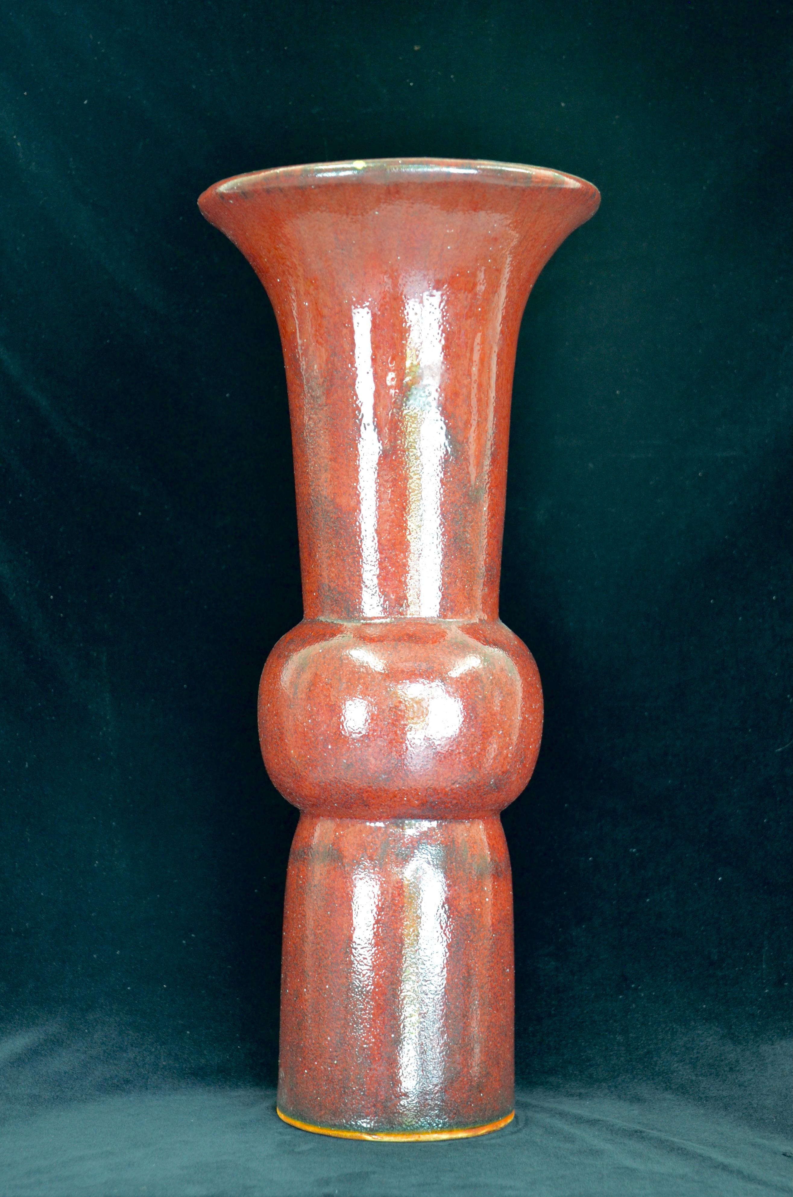 Chinese Sang de Beouf Gu Form Vase For Sale 1