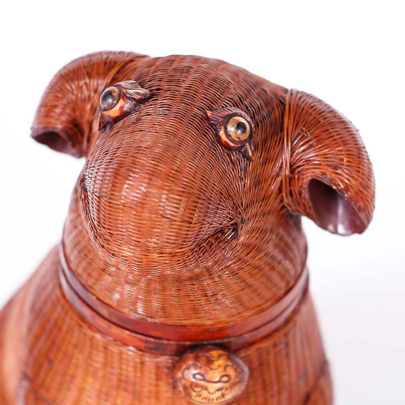 Chinese Wicker Puppy Box - Beige Figurative Sculpture by Unknown