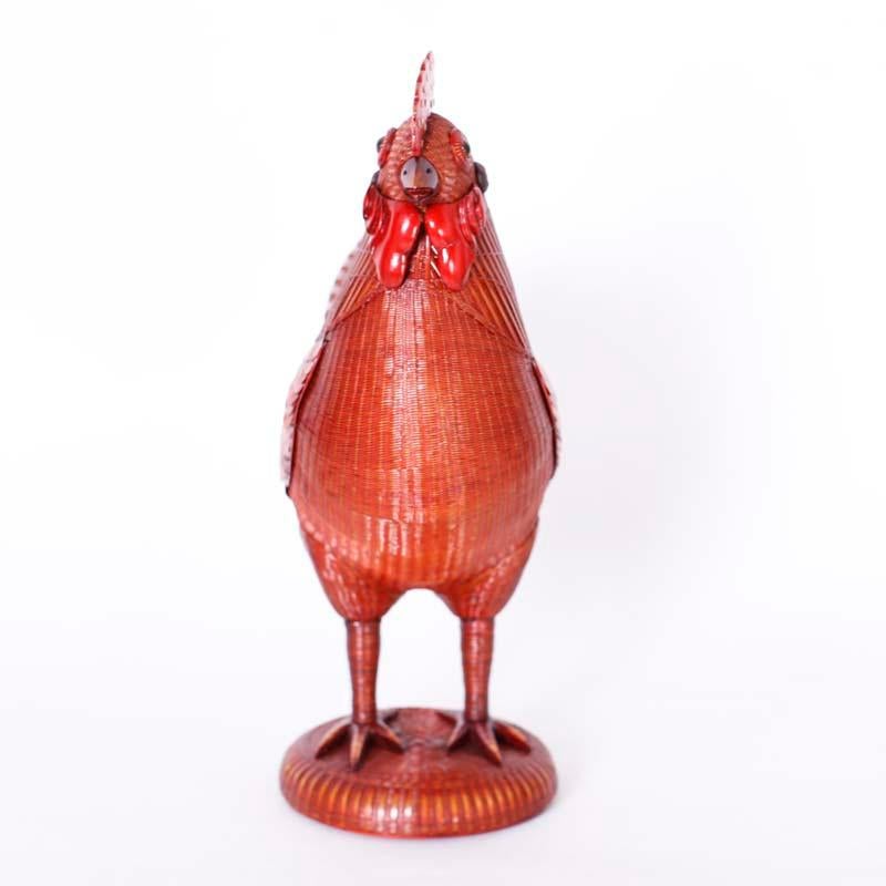 Gallo cinese in vimini - Sculpture Arte popolare di Unknown