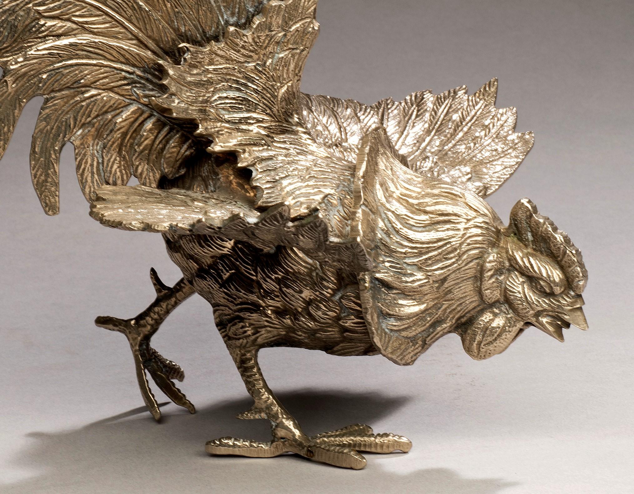 Antique Silvered Bronze Rooster
France, circa 1900
10 1/4 x 9 1/2 (H x D) inches

A very fine and lively bronze statuette of a preening Rooster. Nicely cast and well-carved and in excellent condition. 

 
