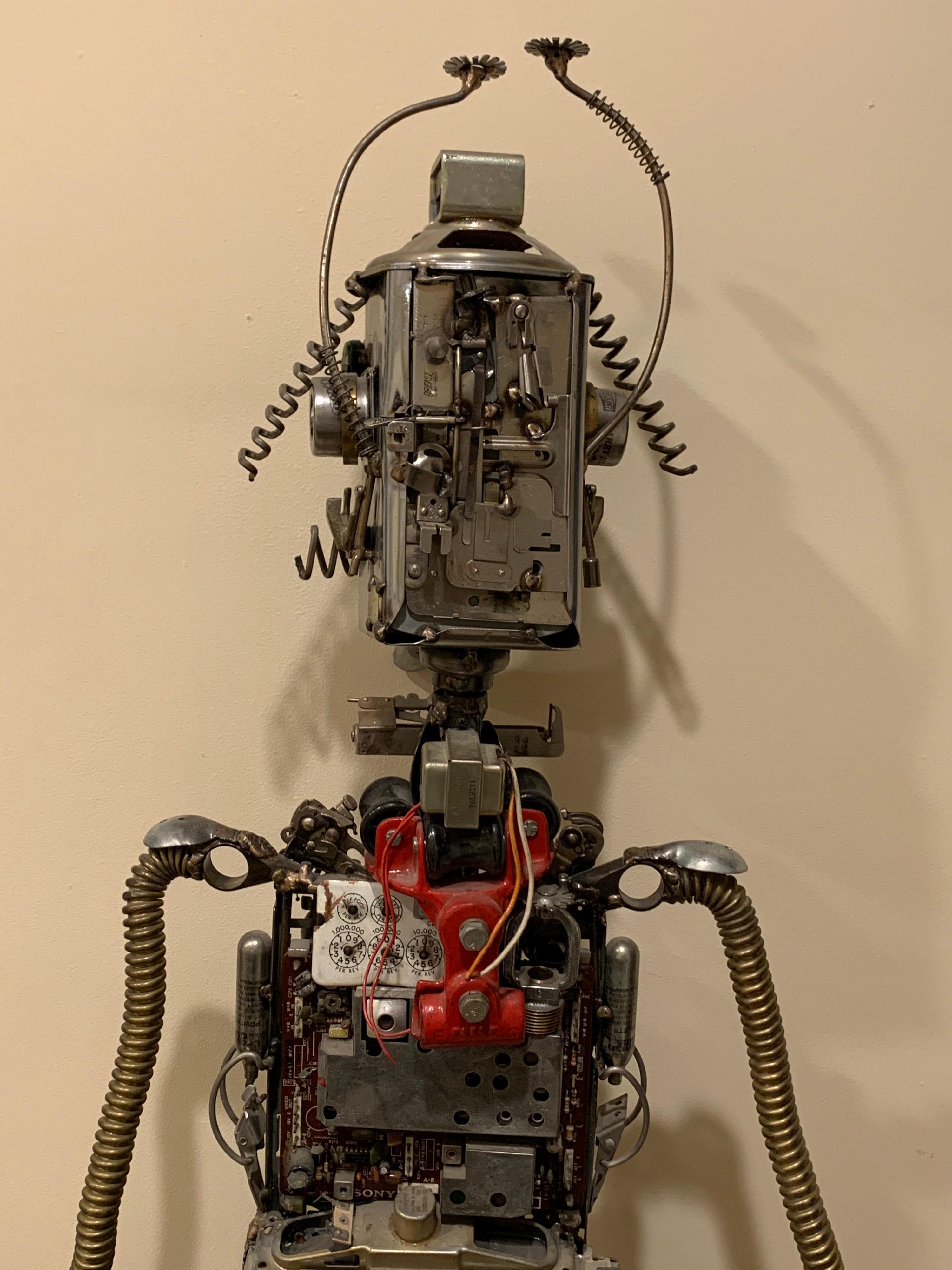 Sculpture created primarily from circuit boards with coils, tubes and plumbing fixtures.
He is quite a handsome guy!
