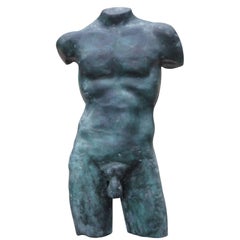 Brutalistische männliche Torso-Skulptur aus Bronze