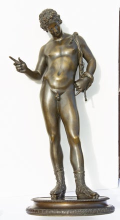 Antique Classical Grand Tour Bronze Sculpture of  Narcissus 19th Century