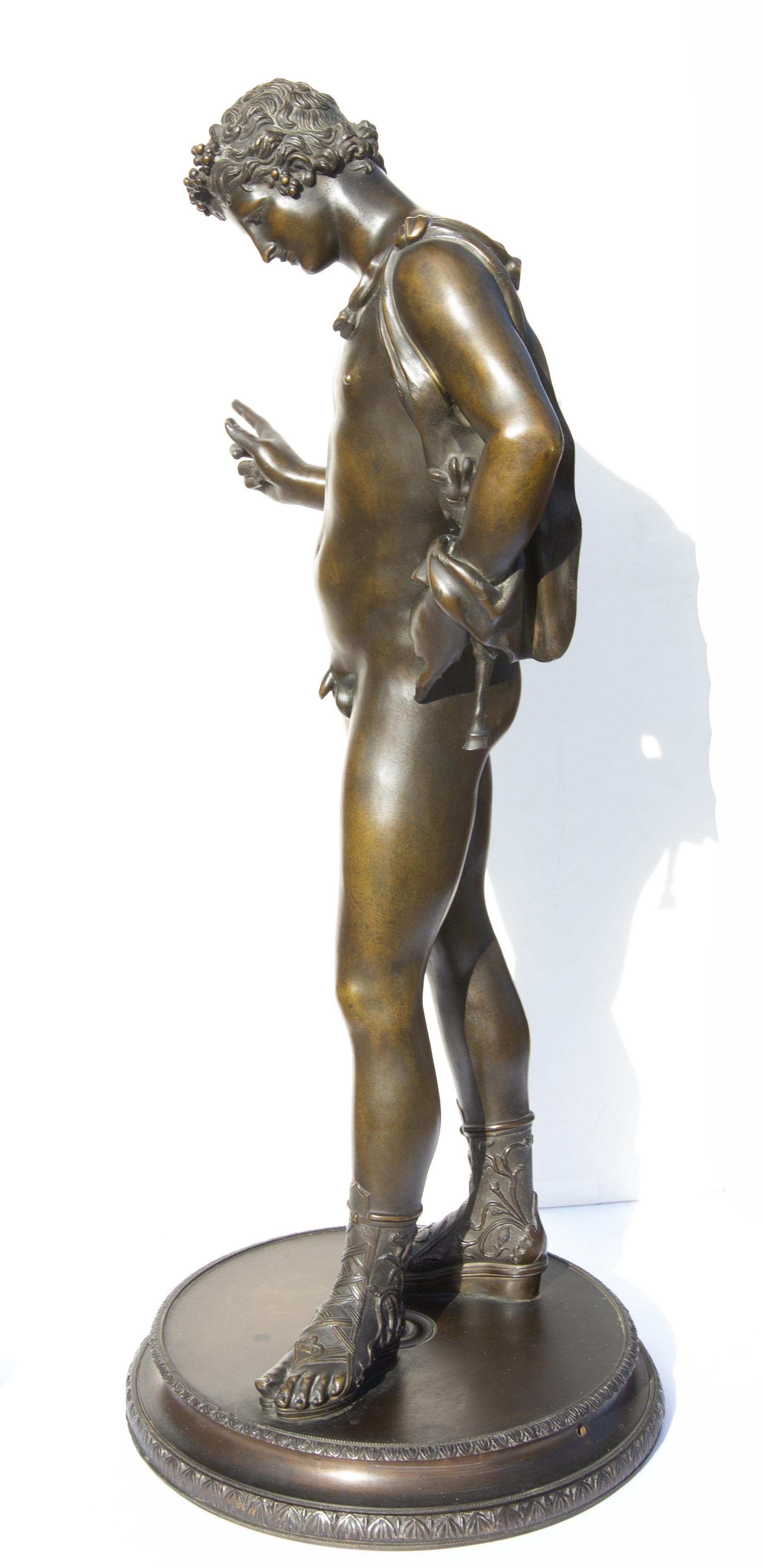 Classical Grand Tour Bronze Sculpture of  Narcissus 19th Century - Gold Figurative Sculpture by Unknown