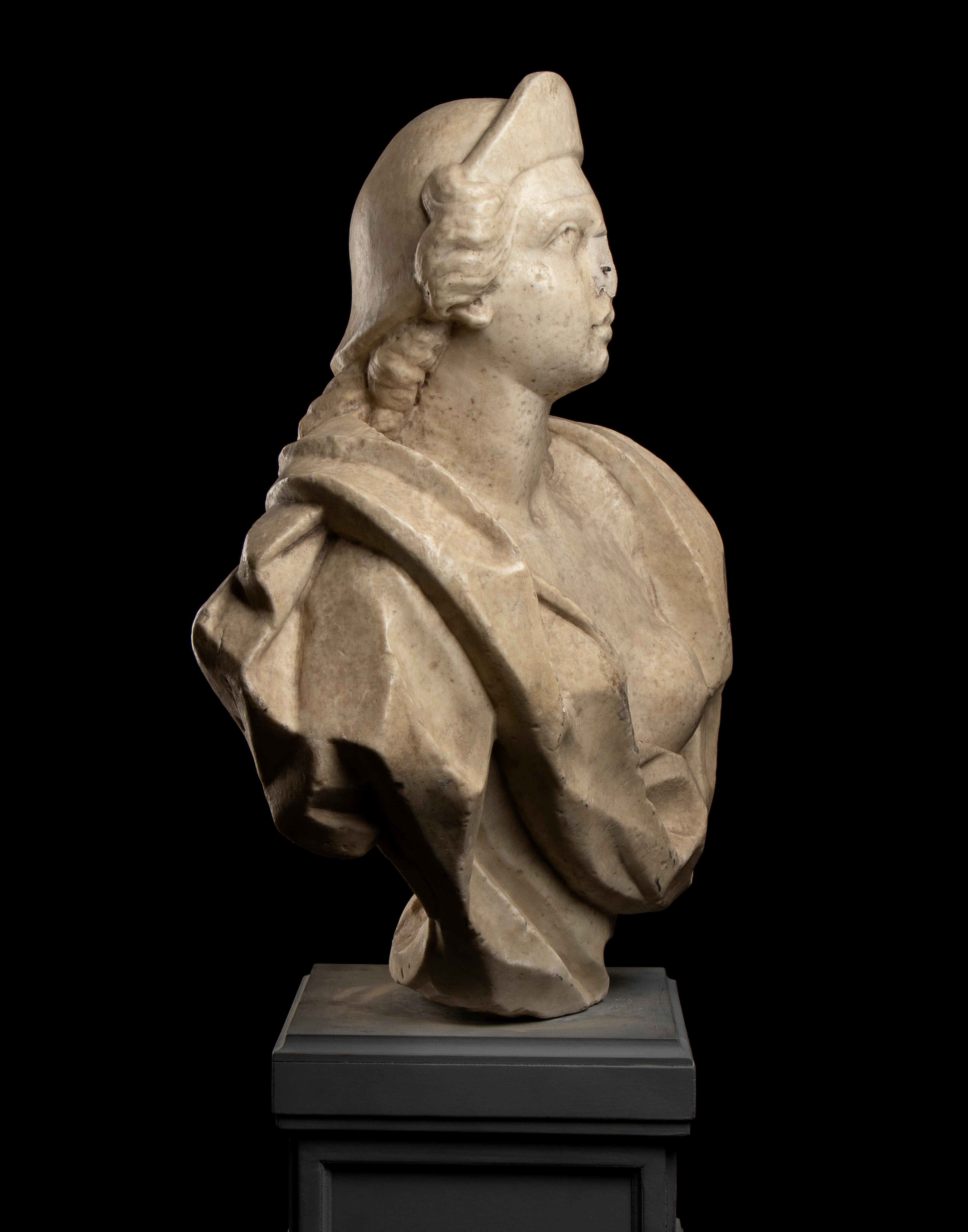 Scultura classica romana del XVIII secolo in marmo bianco con busto di donna - Sculpture Barocco di Unknown