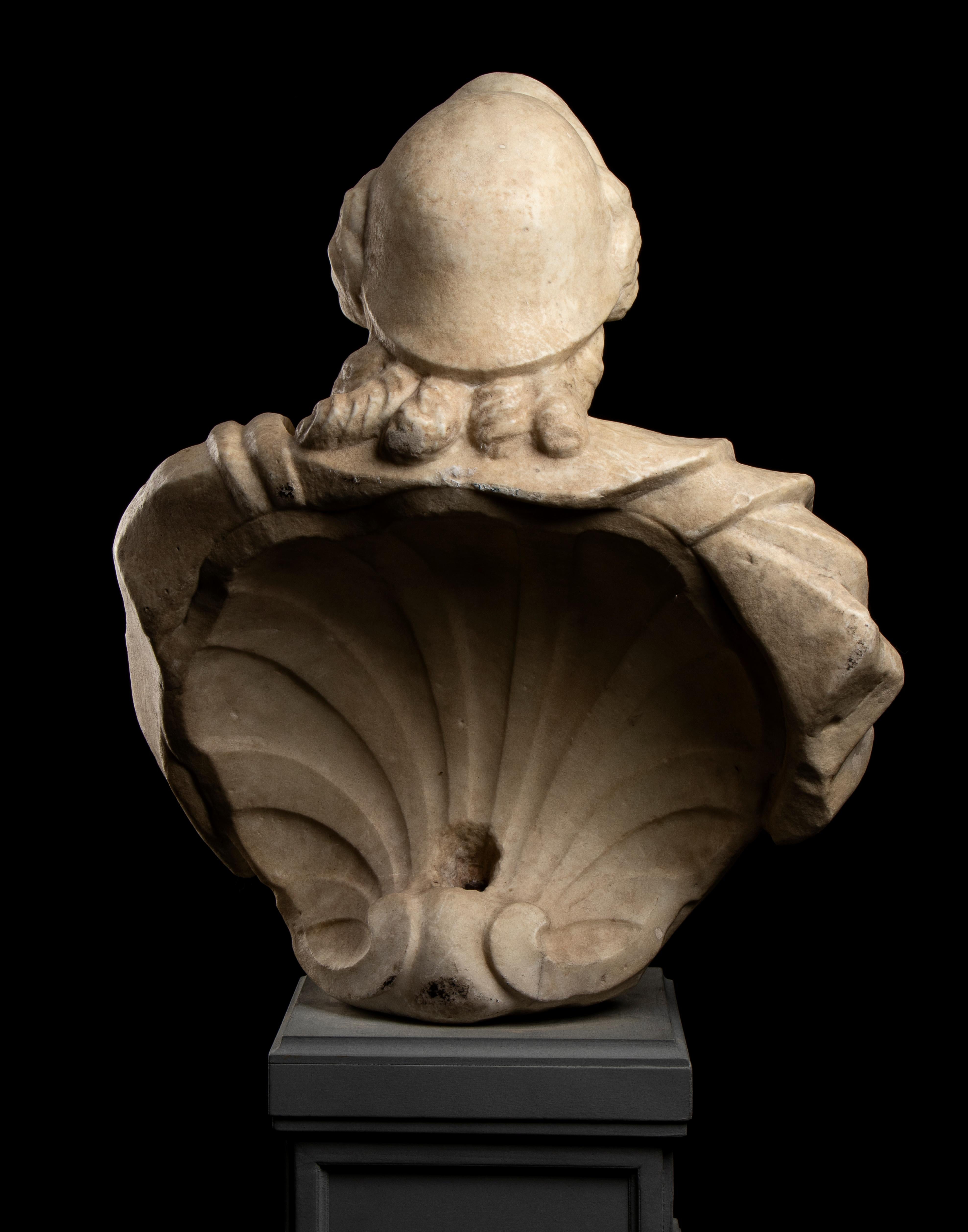 Scultura classica romana del XVIII secolo in marmo bianco con busto di donna 3