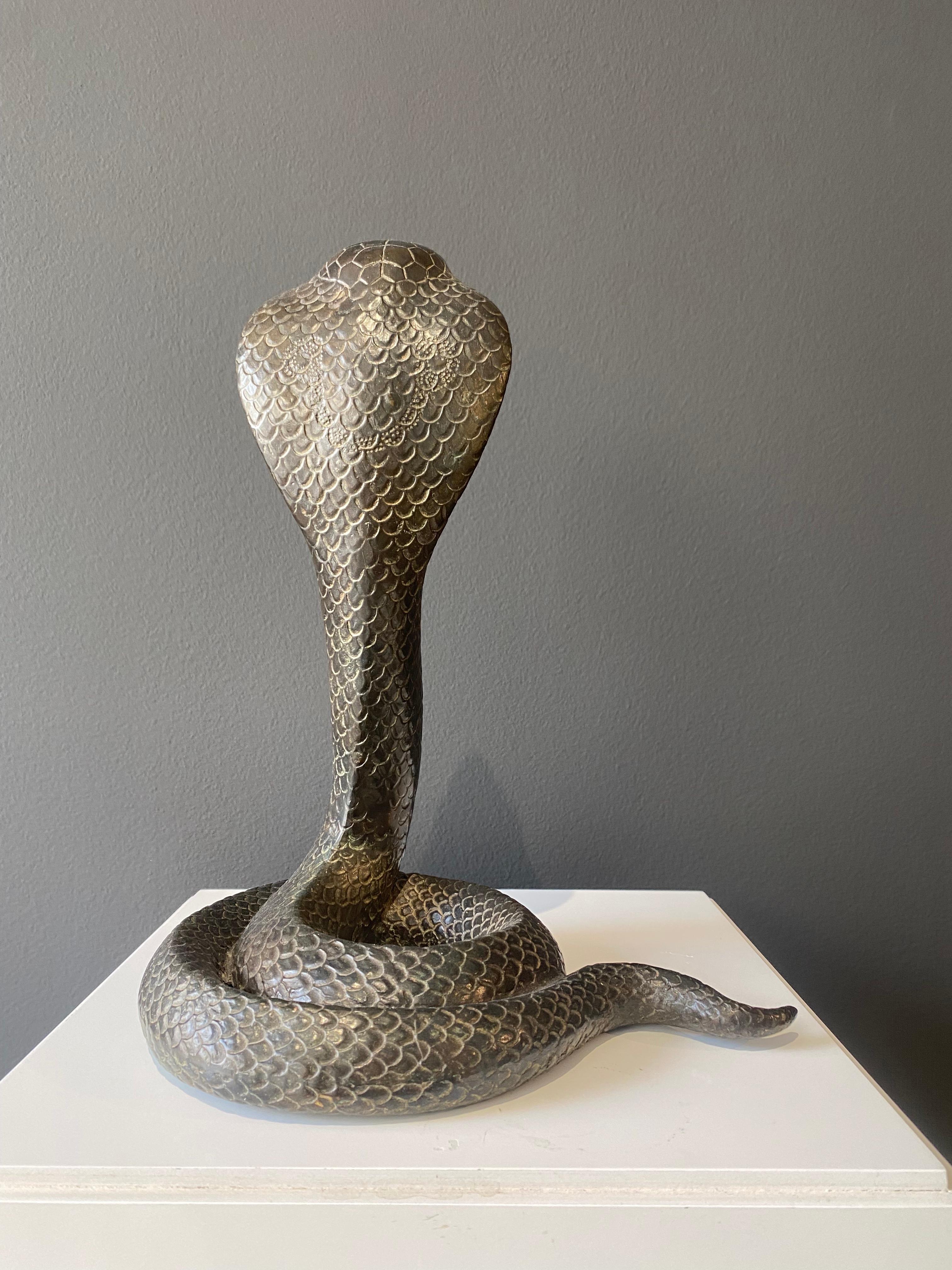 Cobra, Inconnu, 20ème siècle, Bronze, Animal, Snake, Design, art déco - Art déco Sculpture par Unknown