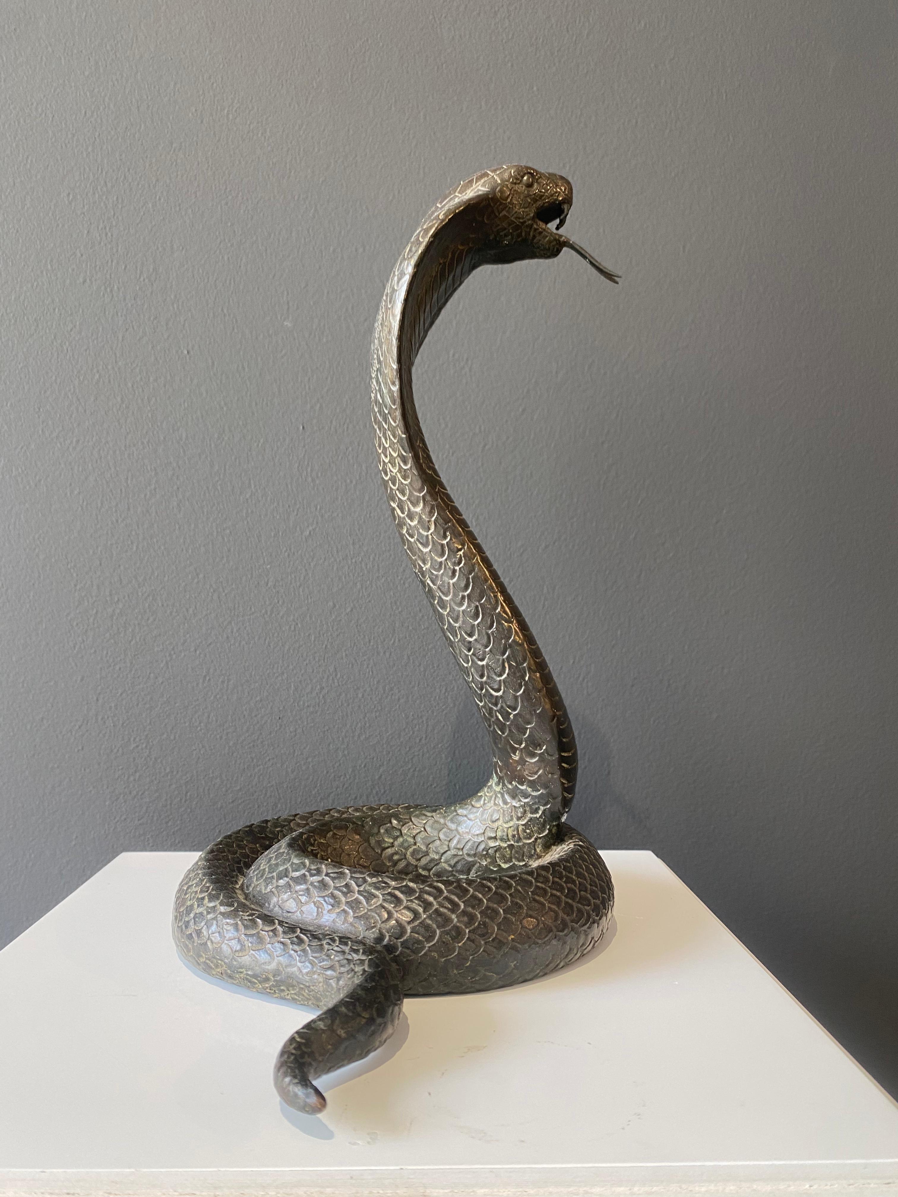 Cobra, Inconnu, 20ème siècle, Bronze, Animal, Snake, Design, art déco en vente 1